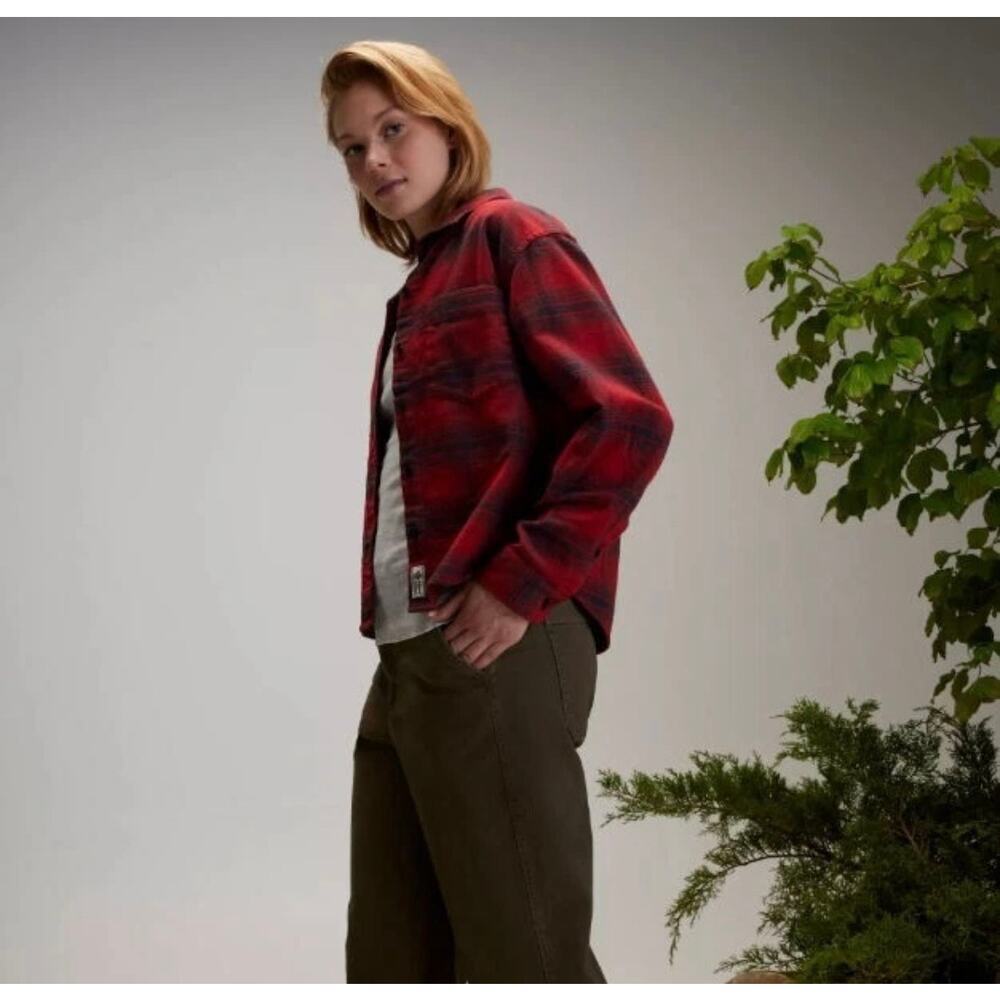 100% COTTON ALPINE DESIGN NWT SIZE L hike red bison plaid BUTTON SHIRT - Picture 5 of 7